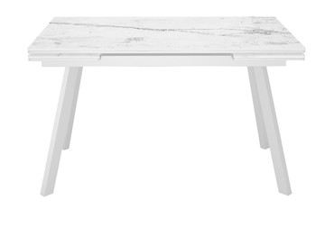 Кухонный раздвижной стол DikLine SKA125 Керамика Белый мрамор/подстолье белое/опоры белые (2 уп.) в Кемерово