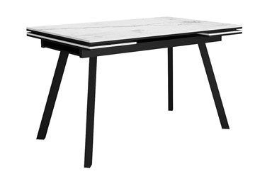 Стол обеденный раскладной DikLine SKA125 Керамика Белый мрамор/подстолье черное/опоры черные (2 уп.) в Кемерово