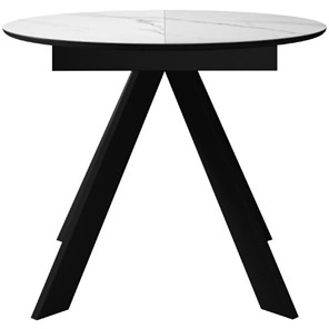 Кухонный раскладной стол DikLine SKC100 D1000 Керамика Белый мрамор / опоры черные в Кемерово - предосмотр