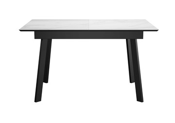 Раздвижной стол DikLine SKH125 Керамика Белый мрамор/подстолье черное/опоры черные (2 уп.) в Кемерово