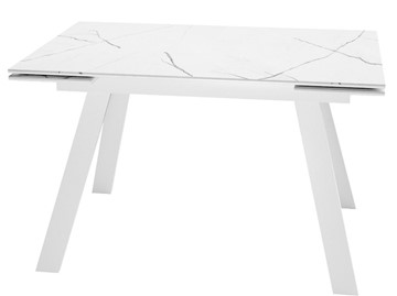 Кухонный стол раскладной DikLine SKM140 Керамика Белый мрамор/подстолье белое/опоры белые (2 уп.) в Кемерово