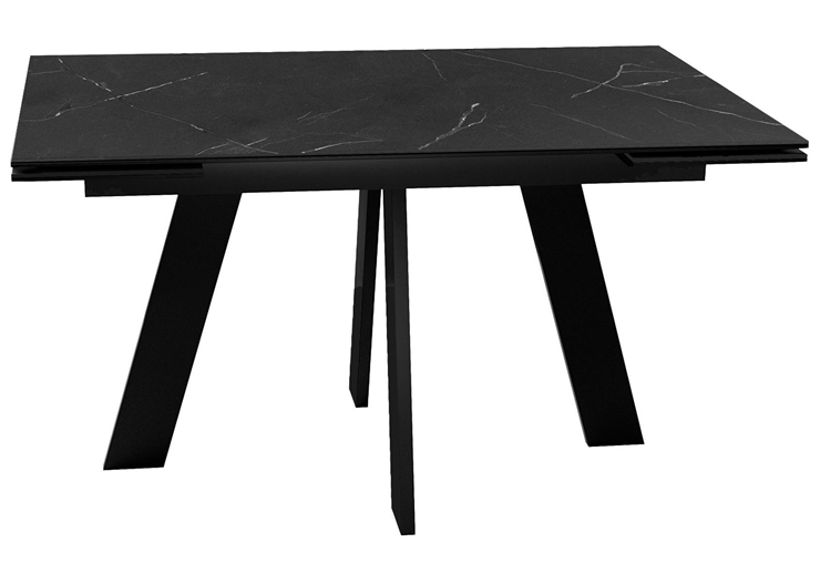 Кухонный раздвижной стол DikLine SKM140 Керамика Черный мрамор/подстолье черное/опоры черные (2 уп.) в Кемерово - изображение 2