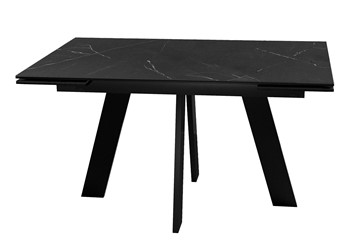 Кухонный раздвижной стол DikLine SKM140 Керамика Черный мрамор/подстолье черное/опоры черные (2 уп.) в Кемерово - предосмотр 5