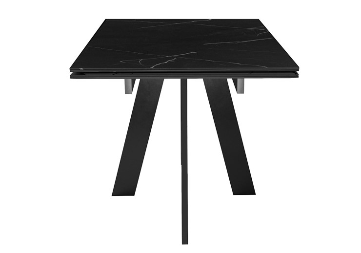 Кухонный раздвижной стол DikLine SKM140 Керамика Черный мрамор/подстолье черное/опоры черные (2 уп.) в Кемерово - изображение 1