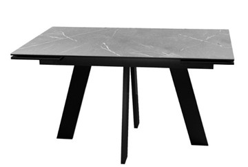Кухонный раскладной стол DikLine SKM140 Керамика серый мрамор/подстолье черное/опоры черные (2 уп.) в Кемерово - предосмотр 1
