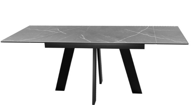 Кухонный раскладной стол DikLine SKM140 Керамика серый мрамор/подстолье черное/опоры черные (2 уп.) в Кемерово - изображение 2