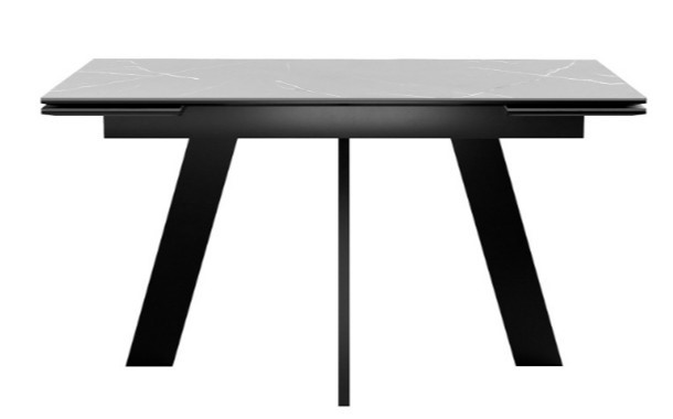 Кухонный раскладной стол DikLine SKM140 Керамика серый мрамор/подстолье черное/опоры черные (2 уп.) в Кемерово - изображение 3
