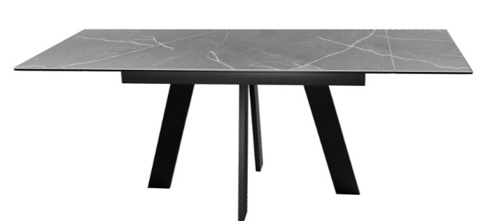 Кухонный раскладной стол DikLine SKM140 Керамика серый мрамор/подстолье черное/опоры черные (2 уп.) в Кемерово - изображение 4