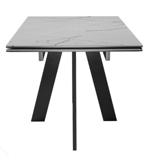 Кухонный раскладной стол DikLine SKM140 Керамика серый мрамор/подстолье черное/опоры черные (2 уп.) в Кемерово - изображение 5