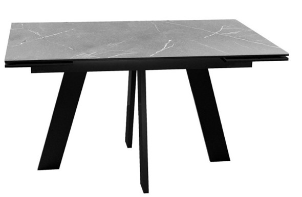 Кухонный раскладной стол DikLine SKM140 Керамика серый мрамор/подстолье черное/опоры черные (2 уп.) в Кемерово - изображение