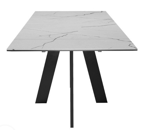 Кухонный раскладной стол DikLine SKM140 Керамика серый мрамор/подстолье черное/опоры черные (2 уп.) в Кемерово - изображение 6