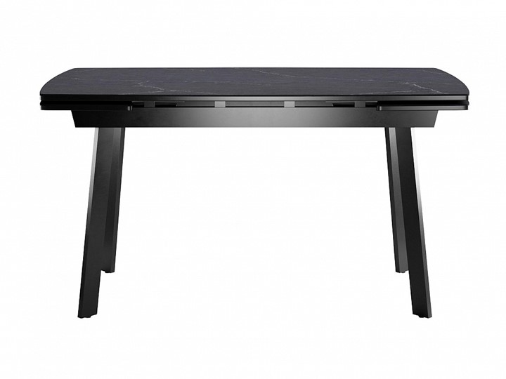 Кухонный стол раскладной Dikline US140 Стекло мрамор черный сатин/ножки черные в Кемерово - изображение 1