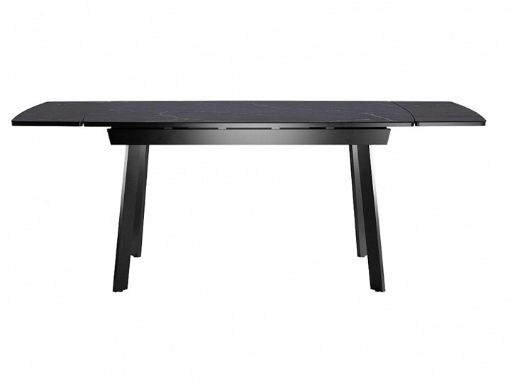 Кухонный стол раскладной Dikline US140 Стекло мрамор черный сатин/ножки черные в Кемерово - изображение 3