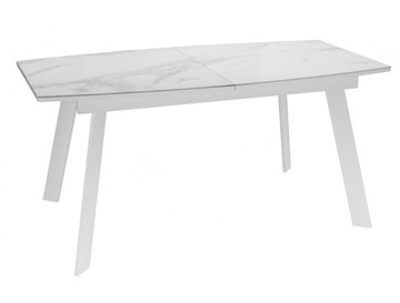 Обеденный раздвижной стол Dikline XLS160 мрамор белый глянец/ножки белые в Кемерово