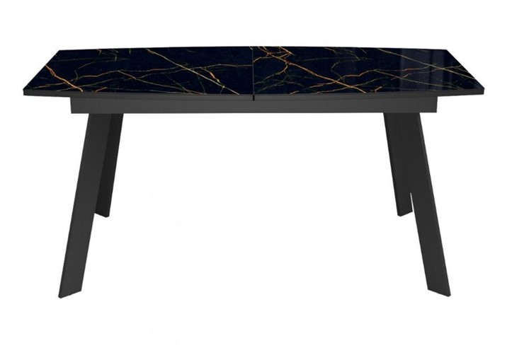 Кухонный стол раздвижной Dikline XLS160 мрамор черный глянец/ножки черные в Кемерово - изображение 2