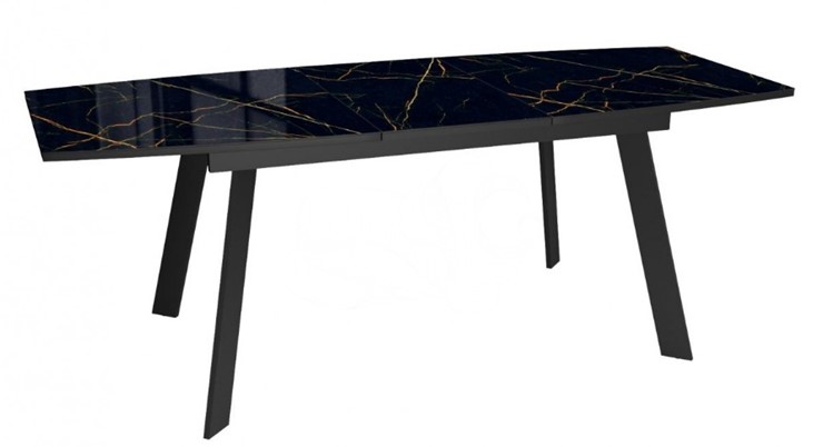 Кухонный стол раздвижной Dikline XLS160 мрамор черный глянец/ножки черные в Кемерово - изображение 3