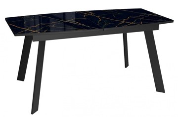 Кухонный стол раздвижной Dikline XLS160 мрамор черный глянец/ножки черные в Кемерово