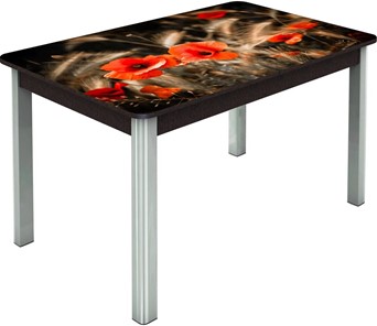 Обеденный раздвижной стол Гамбург исп.2 ноги метал. крашеные №23, Фотопечать (Цветы №38) в Кемерово