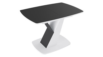 Стол раздвижной Гарда тип 1, цвет Белый/Стекло матовое черный графит в Кемерово