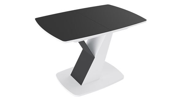Стол раздвижной Гарда тип 1, цвет Белый/Стекло матовое черный графит в Кемерово - изображение