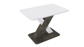 Кухонный стол раскладной Люксембург тип 1 (Белый/Ателье темный/Стекло белое матовое) в Кемерово