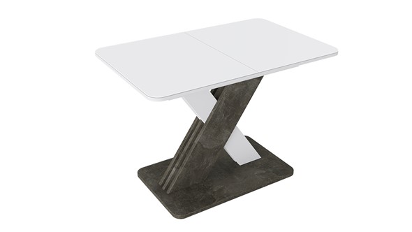 Кухонный стол раскладной Люксембург тип 1 (Белый/Ателье темный/Стекло белое матовое) в Кемерово - изображение