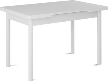Кухонный стол раздвижной Милан-1 EVO, ноги металлические белые, белый цемент в Кемерово