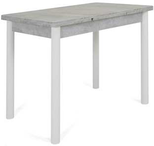 Кухонный стол раскладной Милан-1 EVO, ноги металлические белые, светлый цемент в Кемерово
