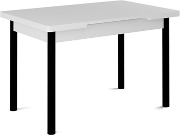 Кухонный стол раскладной Милан-1 EVO, ноги металлические черные, белый цемент в Кемерово