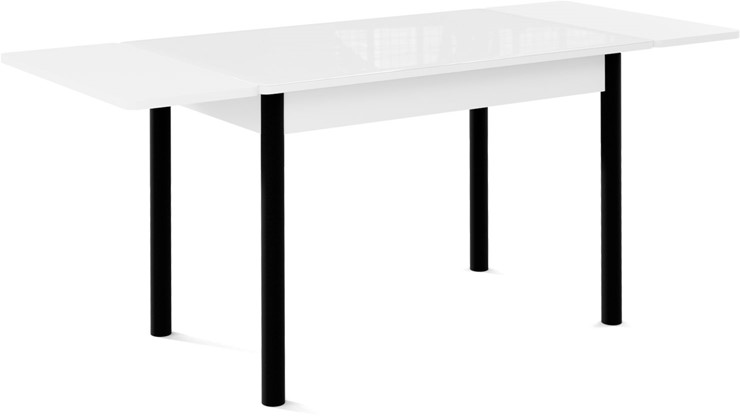 Стол раздвижной Милан-1 EVO, ноги металлические черные, стекло белое/серый в Кемерово - изображение 1