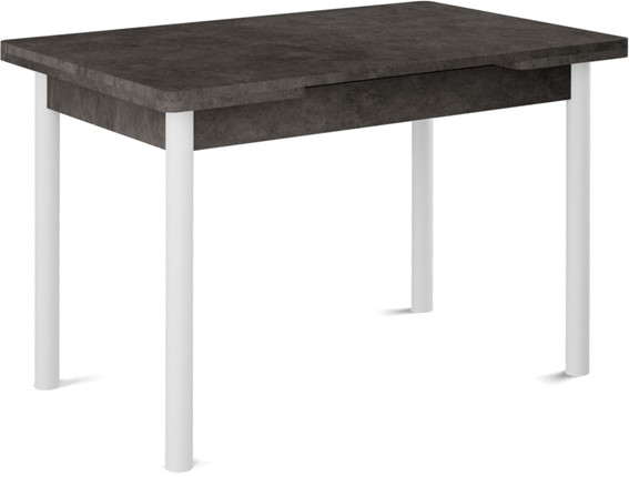 Кухонный стол раскладной Милан-2 EVO, ноги белые, серый камень в Кемерово - изображение