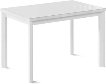 Обеденный раздвижной стол Нагано-1G (ноги металлические белые, стекло cristal/белый цемент) в Кемерово