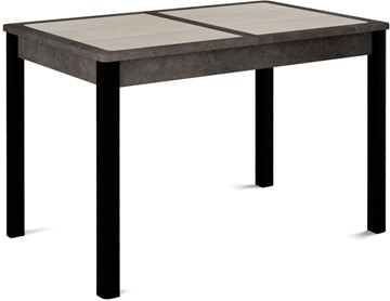 Обеденный раздвижной стол Ницца-1 ПЛ (ноги черные, плитка бежевая/серый камень) в Кемерово