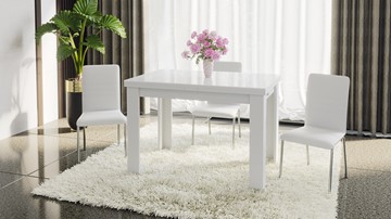 Кухонный стол раздвижной Норман тип 1, цвет Белый/Стекло белый глянец в Кемерово - предосмотр 4