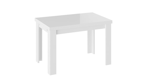 Кухонный стол раздвижной Норман тип 1, цвет Белый/Стекло белый глянец в Кемерово - изображение