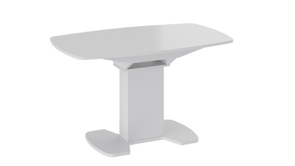 Обеденный раздвижной стол Портофино (СМ(ТД)-105.02.11(1)), цвет Белый глянец/Стекло белое в Кемерово - изображение