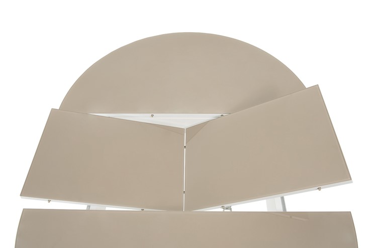 Кухонный раздвижной стол Ривьера исп. круг хром №5 (стекло белое/черный) в Кемерово - изображение 4