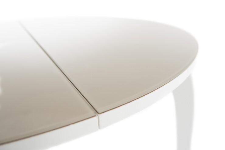 Кухонный раздвижной стол Ривьера исп. круг хром №5 (стекло белое/черный) в Кемерово - изображение 6