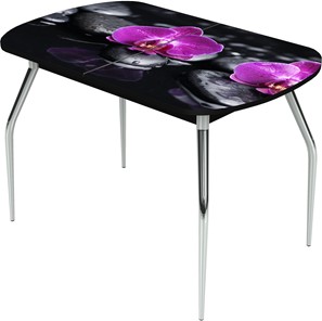 Обеденный раздвижной стол Ривьера исп.1 ноги метал. крашеные №24 Фотопечать (Цветы №14) в Кемерово