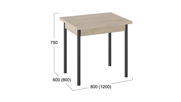 Кухонный раскладной стол Родос тип 2 с опорой d40 (Черный муар/Дуб Сонома) в Кемерово - предосмотр 2