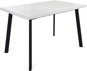 Кухонный стол раздвижной Сальвадор-1G (ноги черные, стекло cristal/белый цемент) в Кемерово