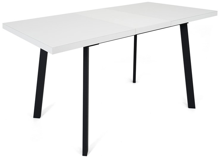 Обеденный раздвижной стол Сальвадор-2G (ноги черные, стекло cristal/белый цемент) в Кемерово - изображение 3