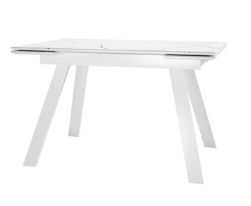 Кухонный раскладной стол SKL 140, керамика белый мрамор/подстолье белое/ножки белые в Кемерово - предосмотр 1