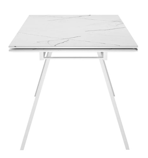 Кухонный раскладной стол SKL 140, керамика белый мрамор/подстолье белое/ножки белые в Кемерово - изображение 3