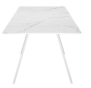Кухонный раскладной стол SKL 140, керамика белый мрамор/подстолье белое/ножки белые в Кемерово - предосмотр 4