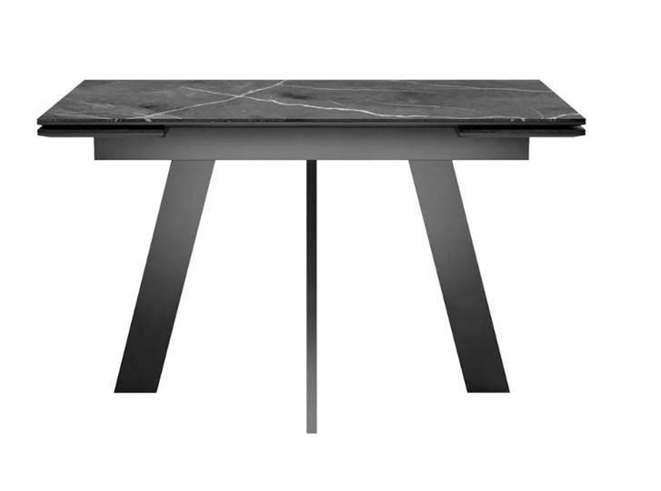 Кухонный стол раскладной SKM 120, керамика черный мрамор/подстолье черное/ножки черные в Кемерово - изображение 2