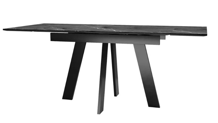 Кухонный стол раскладной SKM 120, керамика черный мрамор/подстолье черное/ножки черные в Кемерово - изображение 3