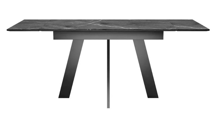 Кухонный стол раскладной SKM 120, керамика черный мрамор/подстолье черное/ножки черные в Кемерово - изображение 4