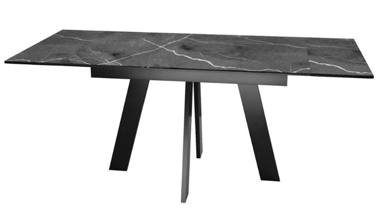 Кухонный стол раскладной SKM 120, керамика черный мрамор/подстолье черное/ножки черные в Кемерово - изображение 5