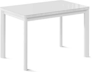 Обеденный раздвижной стол Токио-2G (ноги металлические белые, cтекло cristal/белый цемент) в Кемерово